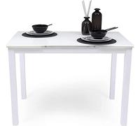 Homely - Mesa de Cocina Extensible Paris, sobre de Cristal Blanco, Estructura en Metal Gris, de 110/170x70cm (Blanco Total)