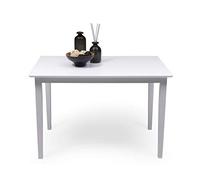 Homely - Mesa de Comedor o Cocina Kansas de diseño Sencillo y Moderno, Patas de Madera y sobre de MDF, lacada en Color Blanco, de 112x72x74 cm