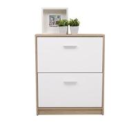 Homely - Mueble Zapatero KENTO | Diseño Moderno, Diseño Nórdico | Zapatero para Habitación, Hall, Dormitorio, Entrada | 2 Puertas abatibles | 69,5x17,5x84 cm | Color cambrián y Blanco