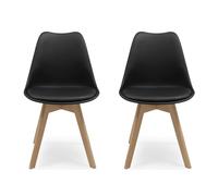 Homely® Pack 2 sillas de Comedor Nórdicas Day | Diseño NÓRDICO ESCANDINAVO | Sillas para Comedor, Salón, Cocina, Dormitorio |Asiento Polipropileno | Patas Haya Reforzada | Color Negro
