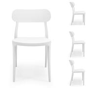 Homely® Pack de 4 sillas apilables de jardín JARA | Silla para Comedor, Cocina, terraza, jardín, balcón | Silla de Polipropileno Muy Resistente y facil de Limpiar | Color Blanco