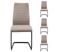 Homely - Pack de 4 sillas de Comedor Nirvana | Diseño Moderno | Sillas para Comedor, Salón, Cocina, Dormitorio | Sillas tapizada | Patas Omega metálica Color Negro | Tela Color Beige
