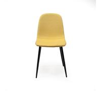 Homely® | Silla tapizada Cairo TX para Comedor | Versatil y Funcional | Patas Metal Color Negro | Diseño cómodo y ergonómico. Ideal Comedor, Escritorio, reunión | Tela Amarillo