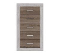 Homely | Sinfonier-Cómoda de Dormitorio con 5 cajones Coimbra | Tablero de partículas melaminizado | Colores:Pina/Trufle, 60x39,6 Altura 106,3 cm | Diseño Moderno para Dormitorio