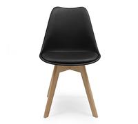 Homely® Unidad Silla de Comedor Nórdicas Day | Diseño NÓRDICO ESCANDINAVO | Sillas para Comedor, Salón, Cocina, Dormitorio |Asiento Polipropileno | Patas Haya Reforzada | Color Negro