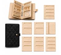 Homelyze Travel Jewelry Notebook Case, Portable Leather Jewelry Book Case, 5 Page Pu Leather Binder, Suitable For Storing Earrings, Prevents Tangling, Rings, And Necklaces (Black-02)