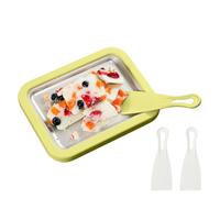 Homemade Yogurt Ice Cream Tray, Stainless Steel ABS PP Rolls Maker with 2 Spatulas, Instant Freezing Pan, for Kitchen Postre, DIY Ice Cream, Family Party Fun