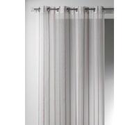 HomeMaison 09355 - 8-AL Visillo Etamine Rayas Verticales con Anillas Redondas 140 x 260 cm, Taupe/Argent, 140 x 260