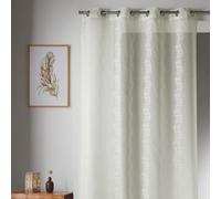 HomeMaison 09367 - 8-AL Visillo Etamine Bordado con Anillas Redondas 140 x 260 cm, Ivoire/Argent (67), 140 x 260