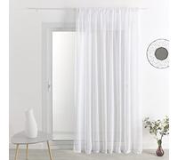 HomeMaison.com Cortina de Visillo Liso Efecto Lino - Visillo Blanco - Cortina de 290 x 240 cm - Cortina de Cortina Fruncida - Visillo con Visillo con Visillo para Ventana Moderna