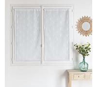 HomeMaison.com - Juego de 2 acristalamientos con Efecto Lino, Cristal Bordado, Cortina Blanca, Visillo de 60 x 120 cm, Visillo con Dobladillo, pasamanos, Cortina de Ventana Moderna