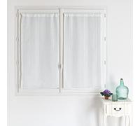 HomeMaison.com - Juego de 2 acristalamientos de Rayas (Cortina Blanca, 60 x 120 cm), diseño de Rayas, Color Blanco