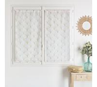 HomeMaison.com Par de visillos Bordados Estilo Art Deco poliéster Beige 60x120 cm