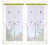 HomeMaison - Juego de 2 Cortinas Bordadas Mariposas, poliéster, Verde, 120 x 60 cm
