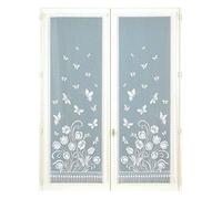 HomeMaison - Juego de 2 Cortinas frangés y dentellés, poliéster, Blanco, 120 x 60 cm