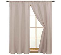 HomeMaison - Juego de 2 Cortinas Uni Efecto Brillante, poliéster, Arena, 160 x 60 cm