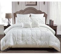 Homemaison Juego de edredón esmalinda de 7 Piezas, Blanco, Matrimonio Doble