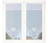 Homemaison - Par de visillos de corazón de Punta - poliéster - Tamisantes, Elegantes - Ventana, Sala de Estar, Dormitorio - Pasillo de Barra - Acabado de Punta - 60 x 160 cm - Blanco