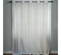 Homemaison - Visillo de fantasía con 3 armaduras - poliéster - Rayas verticalmente - Ojales Redondos de Plata Ø 4 cm - Listo para Colocar - Ventana - 140 x 260 cm - Blanco