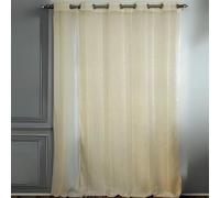 Homemaison - Visillo de fantasía con 3 armaduras - poliéster - Rayas verticalmente - Ojales Redondos de Plata Ø 4 cm - Listo para Colocar - Ventana - 140 x 260 cm - Marfil