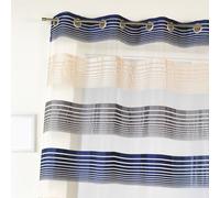 Homemaison - Visillo de Organza con Finas Rayas horizontales - Poliéster - Transparente - Preparado para Colocar con Ojales, Sala de Estar, Dormitorio, Cocina, 140 x 240 cm, Color Azul Marino