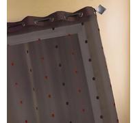 Homemaison - Visillo de Organza Jacquard con Revestimiento Liso de tafetán - poliéster - 8 Ojales Redondos con cañón de Fusil Ø 4 cm - Listo para Colocar, Ligero y Fluido, 140 x 260 cm, Color marrón