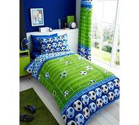 Homemaker ® Juego de funda de edredón y cortinas de fútbol azul. Compra por separado (funda de edredón y funda de almohada)