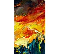 Homemania EXFAB153-100X200CM Alfombra Impresa Fire Sky 1 Resumen, Multicolor, 100 X 200 Cm