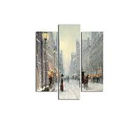 Homemania HM203MDF158 Cuadro Ciudad de Invierno, Multicolor, 57 X 0,3 X 60 Cm, 3 Piezas
