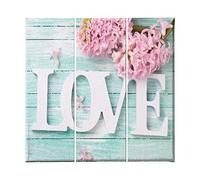 Homemania HM203PKNV-112 Cuadro - Cita - Amor, Poliéster, Madera, Multicolor, 69 x 3 x 50 cm, Set de 3 Piezas