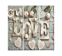 Homemania HM203PKNV-14 Cuadro - Cita - Amor, Poliéster, Madera, Multicolor, 69 x 3 x 50 cm, Set de 3 Piezas