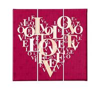 Homemania HM203PKNV-157 Cuadro - Corazón - Amor, Poliéster, Madera, Multicolor, 69 x 3 x 50 cm, Set de 3 Piezas