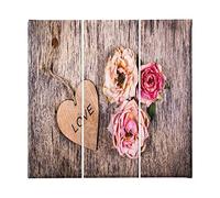 Homemania HM203PKNV-222 Cuadro - Corazón - Amor, Poliéster, Madera, Multicolor, 69 x 3 x 50 cm, Set de 3 Piezas