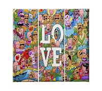 Homemania HM203PKNV-228 Cuadro - Corazón - Amor, Poliéster, Madera, Multicolor, 69 x 3 x 50 cm, Set de 3 Piezas