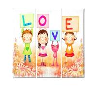 Homemania HM203PKNV-255 Cuadro - Cita - Amor, Poliéster, Madera, Multicolor, 69 x 3 x 50 cm, Set de 3 Piezas