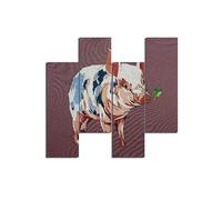 Homemania HM204PMDF149 Cuadro - Cerdo, MDF, Multicolor, 76 x 0.3 x 50 cm, Set de 4 Piezas