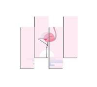 Homemania HM204PMDF155 Cuadro - Flamingo, MDF, Multicolor, 76 x 0.3 x 50 cm, Set de 4 Piezas