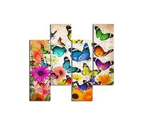 Homemania HM204PMDF158 Cuadro - Mariposas, MDF, Multicolor, 76 x 0.3 x 50 cm, Set de 4 Piezas