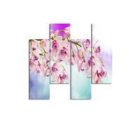 Homemania HM204PMDF201 Cuadro - Flores - Música, MDF, Multicolor, 76 x 0.3 x 50 cm, Set de 4 Piezas