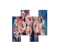 Homemania HM204PMDF221 Cuadro - Flores - Música, MDF, Multicolor, 76 x 0.3 x 50 cm, Set de 4 Piezas
