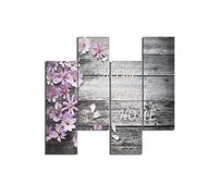 Homemania HM204PMDF282 Cuadro - Flores - Música, MDF, Multicolor, 76 x 0.3 x 50 cm, Set de 4 Piezas