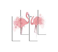 Homemania HM204PMDF287 Cuadro - Flamingo, MDF, Multicolor, 76 x 0.3 x 50 cm, Set de 4 Piezas