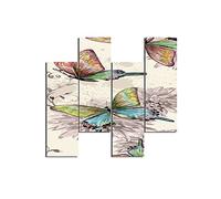 Homemania HM204PMDF38 Cuadro - Mariposas, MDF, Multicolor, 76 x 0.3 x 50 cm, Set de 4 Piezas