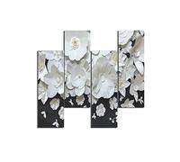 Homemania HM204PMDF9 Cuadro - Flores - Música, MDF, Multicolor, 76 x 0.3 x 50 cm, Set de 4 Piezas