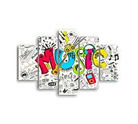 Homemania HM205MDF023 Cuadro Word Música, Multicolor, 95 X 0,3 X 60 Cm, 5 Piezas