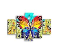 Homemania HM205MDF030 Cuadro - Mariposas, MDF, Multicolor, 95 x 0.3 x 60 cm, Set de 5 Piezas
