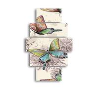 Homemania HM205MDF148 Cuadro - Mariposas, MDF, Multicolor, 95 x 0.3 x 60 cm, Set de 5 Piezas