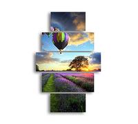 Homemania HM205MDF160 Cuadro Globo Aerostático, Multicolor, 95 X 0,3 X 60 Cm, 5 Piezas