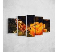 Homemania HM205PKNV-20 Cuadro - Mariposa, Poliéster, Madera, Multicolor, 100 x 3 x 60 cm, Set de 5 Piezas