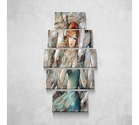 Homemania HM205PKNV-67 Cuadro - Caballos - Arte y Graffiti, Poliéster, Madera, Multicolor, 100 x 3 x 60 cm, Set de 5 Piezas